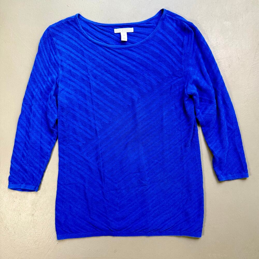Dana Buchman Cobalt Blue Chevron Knit Sweater Top Medium